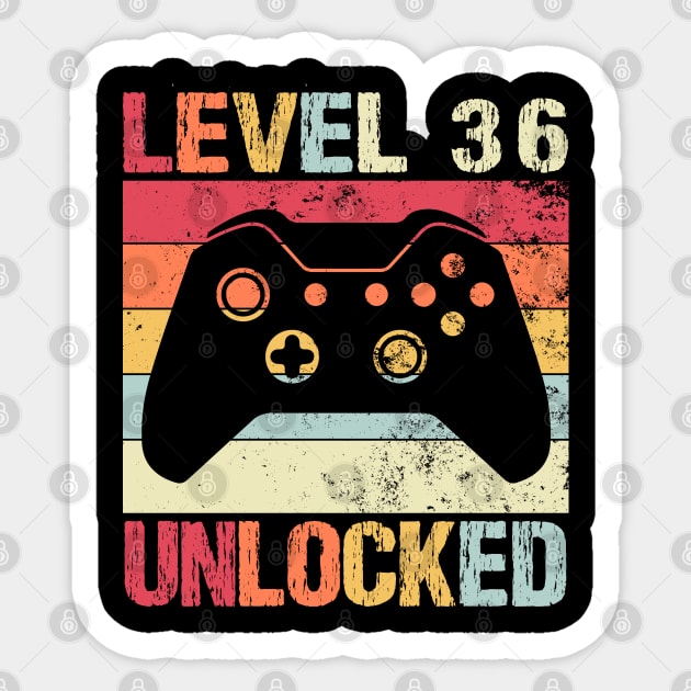 Level 36 Unlocked - 36th Birthday Sticker by Teesamd